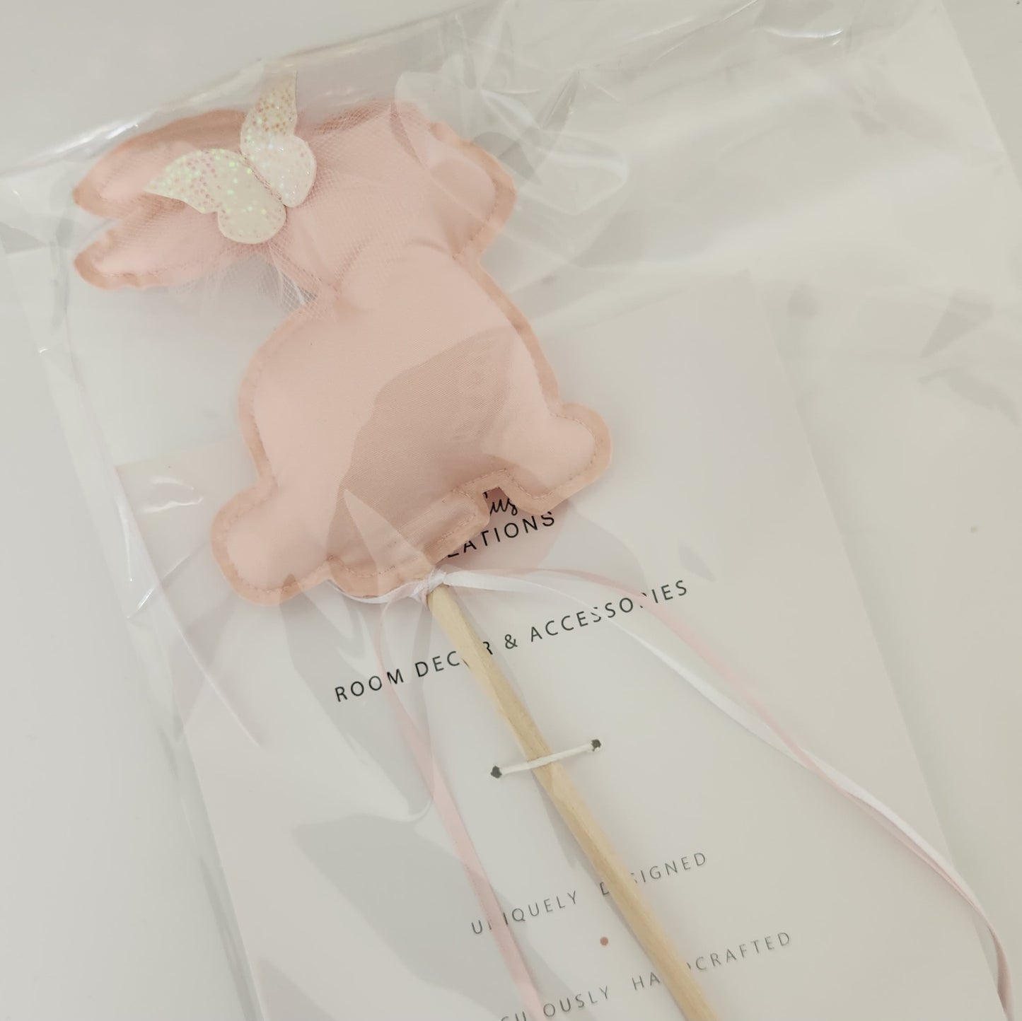 Bunny Wand - Dusty Pink with Butterfly Embellishment