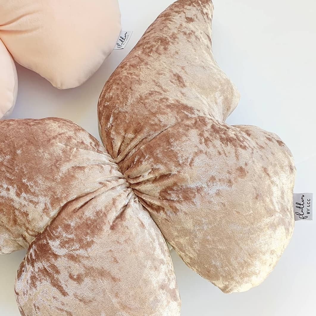 Butterfly Cushions - Rose Dust - Crushed Velvet - Pre Order 6-8 Week Leadtime