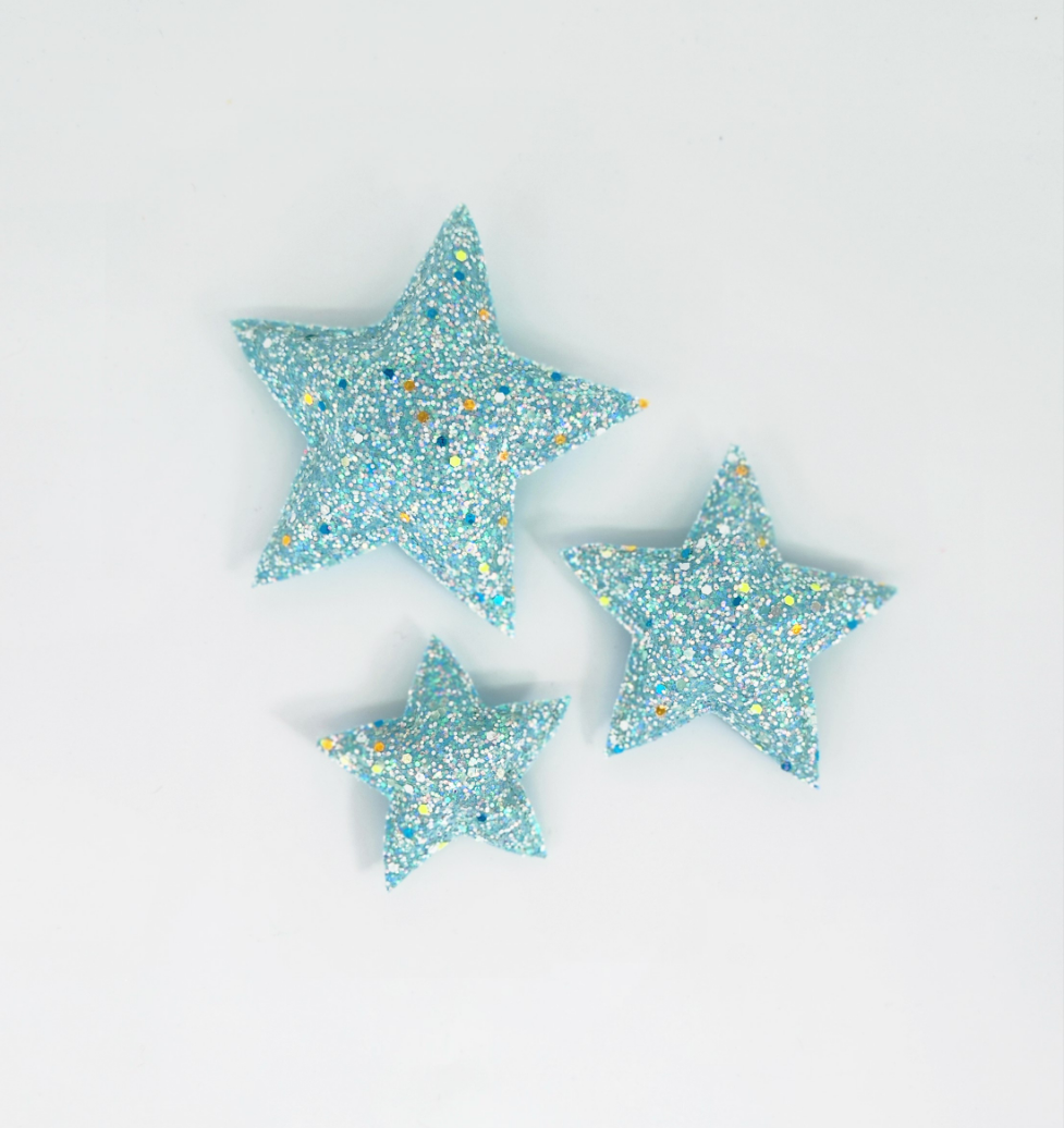 Aqua Glitter Glow In The Dark Star Decor - 3 Pack