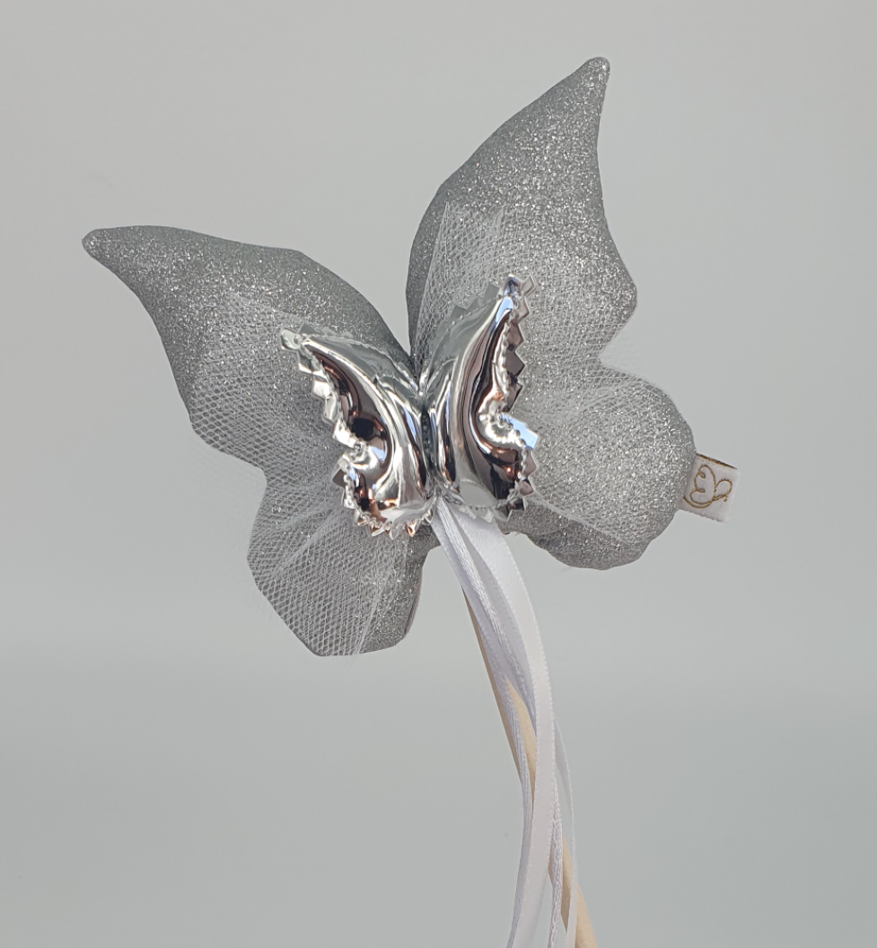 Butterfly Wand - Silver Sparkle