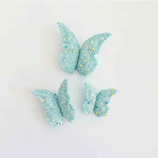 Aqua Glitter Glow In The Dark Butterfly Decor - 3 Pack