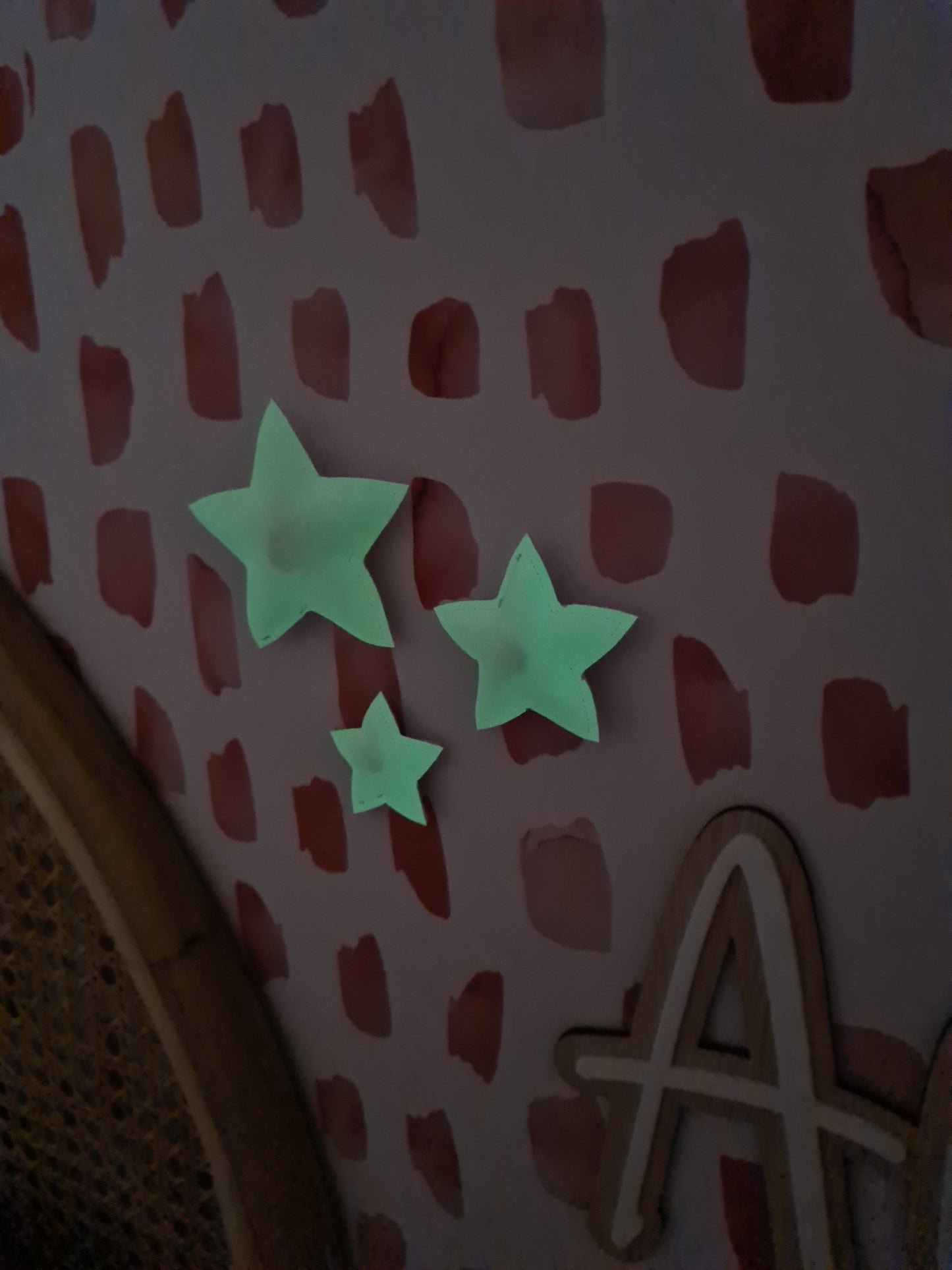 Star Wall Decals © - Brite Pink Leatherette Glow In The Dark 3 Pack