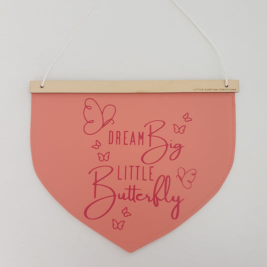 Dream Big Little Butterfly Banner - Tangerine/Magenta