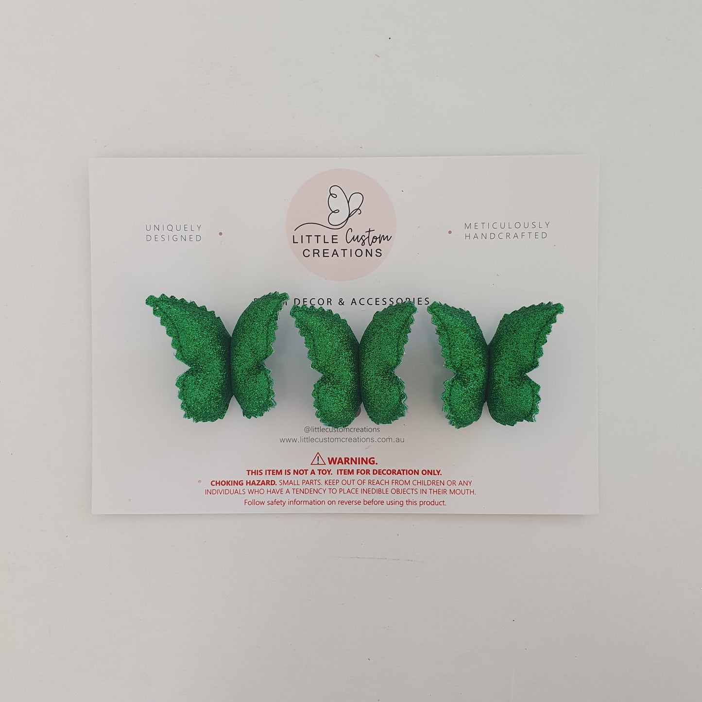 Butterfly Wall Decals © - Multi 3 Pack - Green Fine Glitter