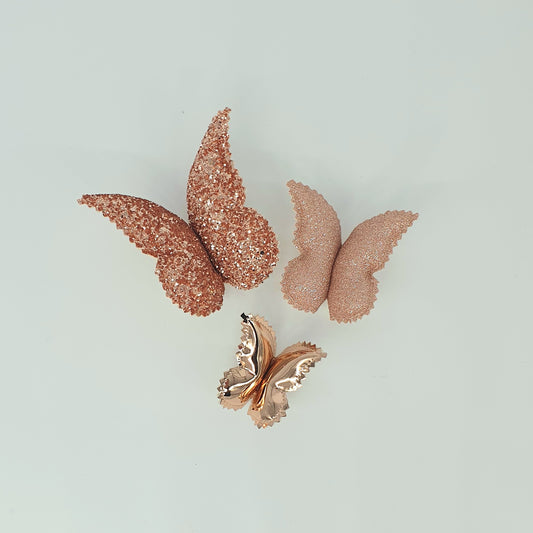 Dazzling Rose Gold Butterfly Decor - 3 Pack