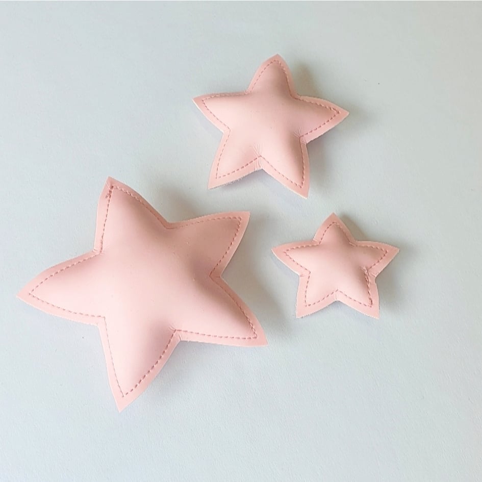 Star Wall Decals © - Brite Pink Leatherette Glow In The Dark 3 Pack