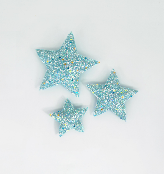 Aqua Glitter Glow In The Dark Star Decor - 3 Pack