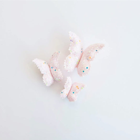 Ice Pink Glitter Glow In The Dark Butterfly Decor - 3 Pack